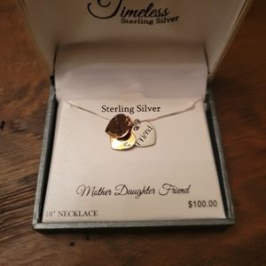 NWT Sterling Silver Necklace. Hearts. Mother. Daughter. Friend